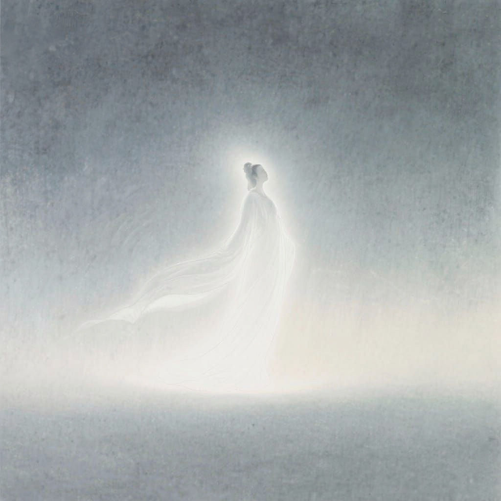 Ethereal Figure Dissolving Into Light