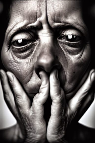 Symmetrical Crying Face in Op Art Style