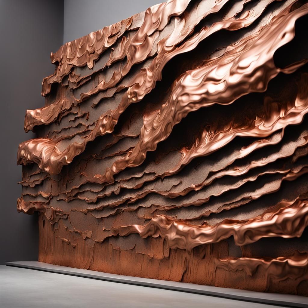 Brutalist Metal Cake Sculpture in Modern Art Gallery