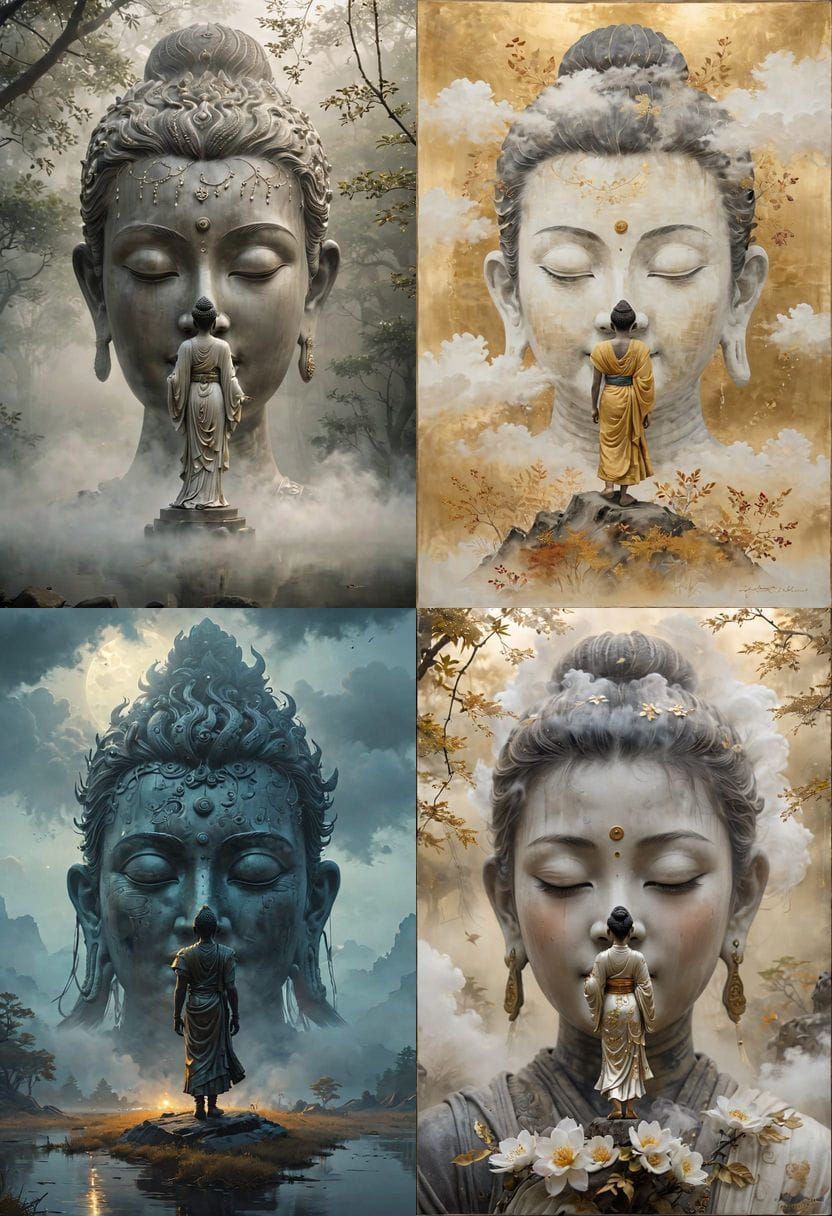 Soft Focus Buddha in Heavenly Clouds