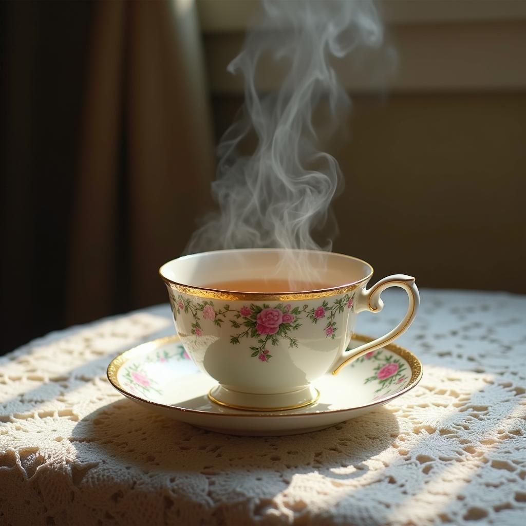 Steaming Earl Grey Tea Still Life