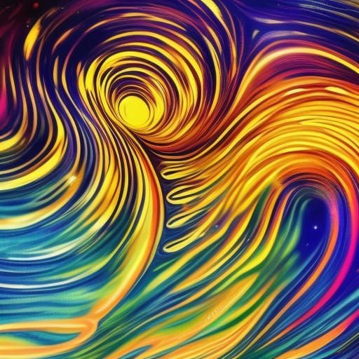 Swirling Waves Oil Painting in Hyperrealistic Style