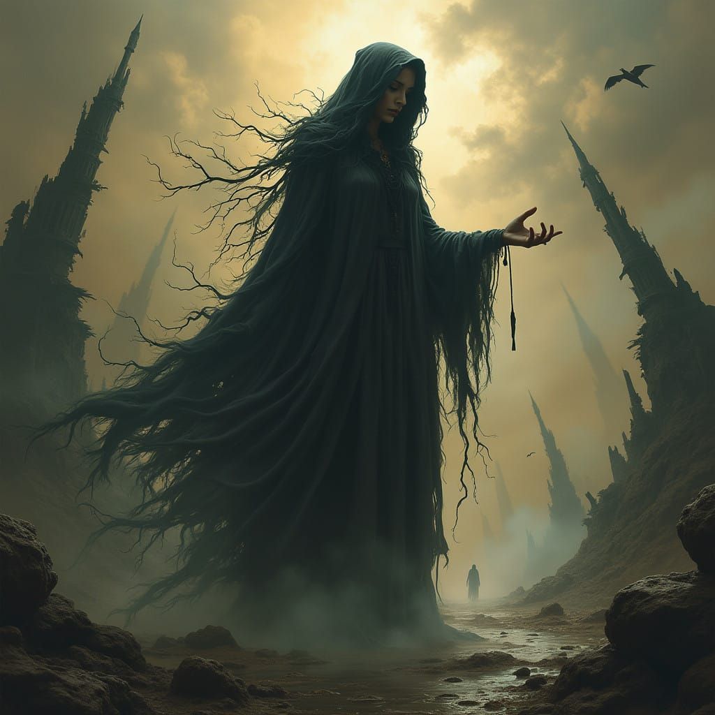 Dark Mystical Figure Invokes Curse of Inverted World