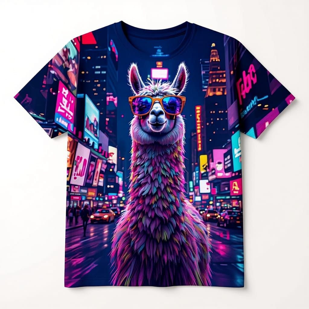 Pop Art Llama in Neon Times Square