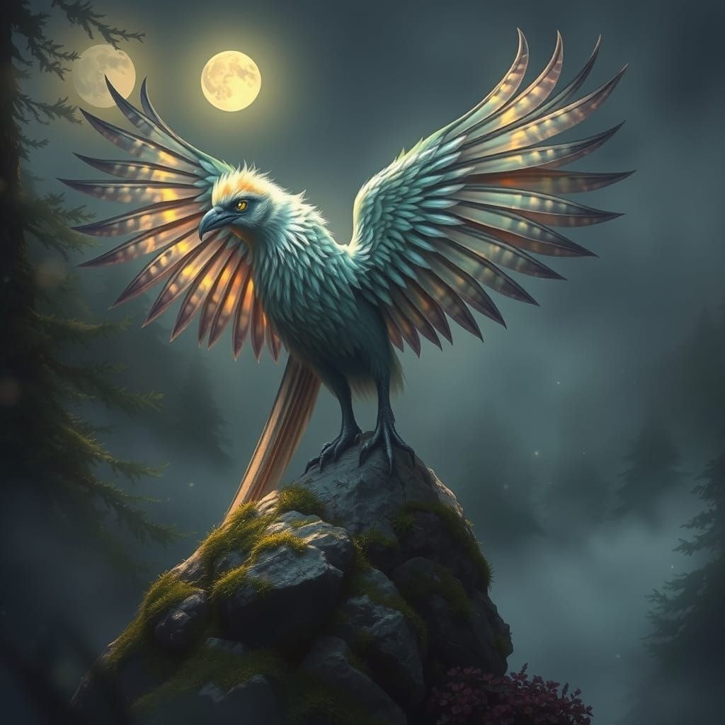 Majestic Alicanto in Misty Andean Forest