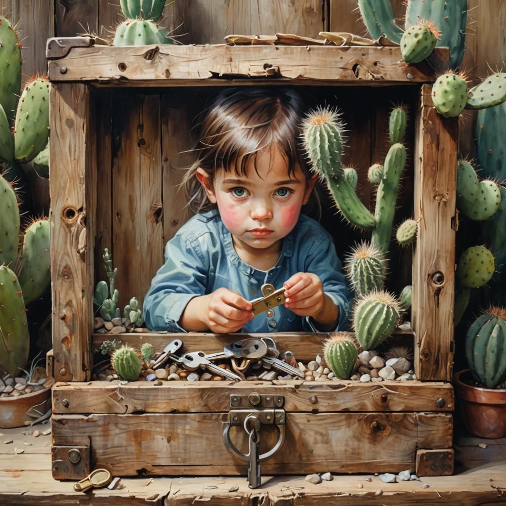 Child Finds Keys Near Cactus