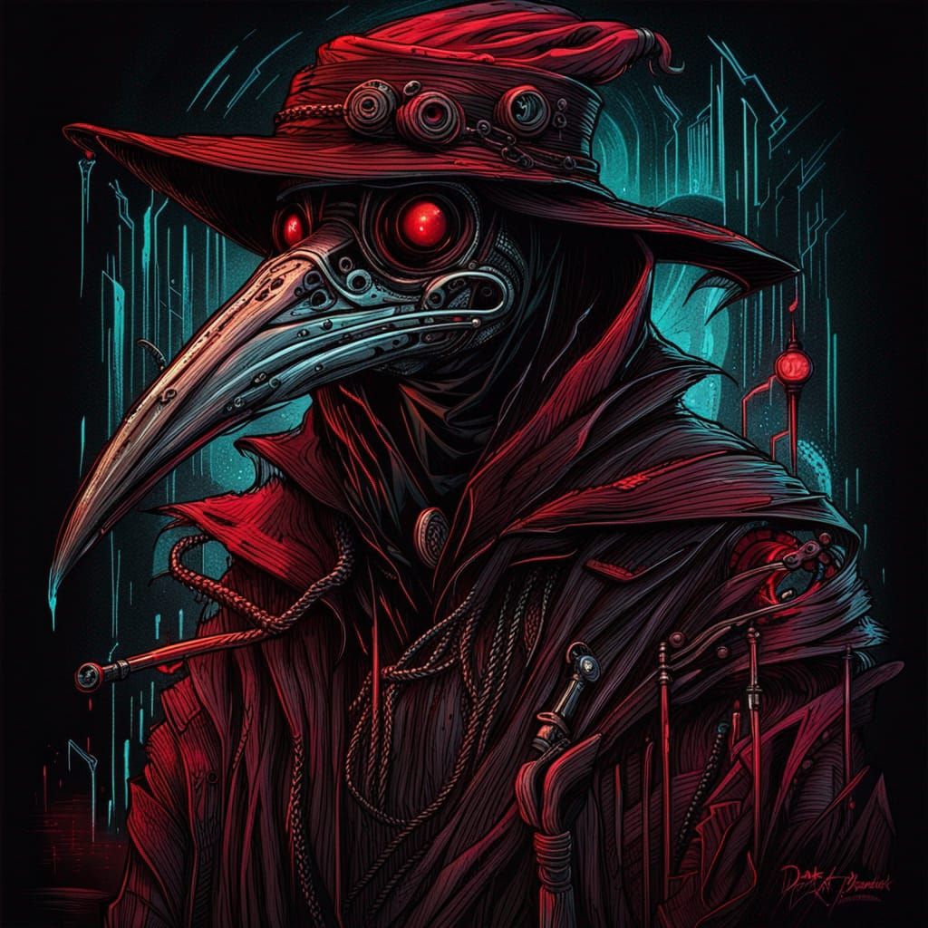 Sci-Fi Plague Doctor in Dystopian Artstation Style