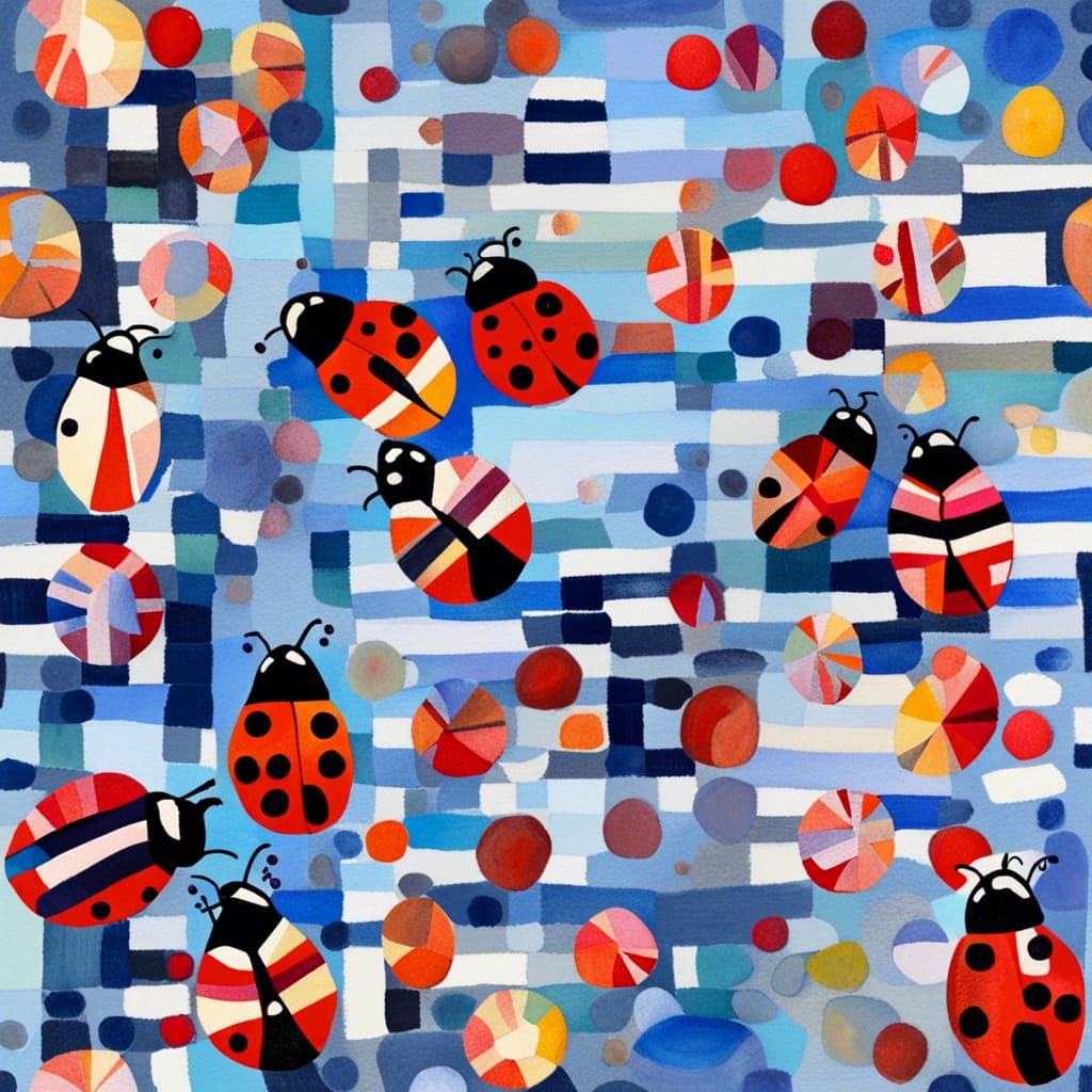 Ladybugs and Snowflakes as Impressionist Gouache