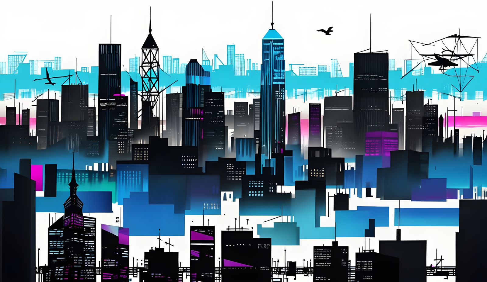 Kaleidoscopic Futuristic Cityscape in Abstract Expressionism