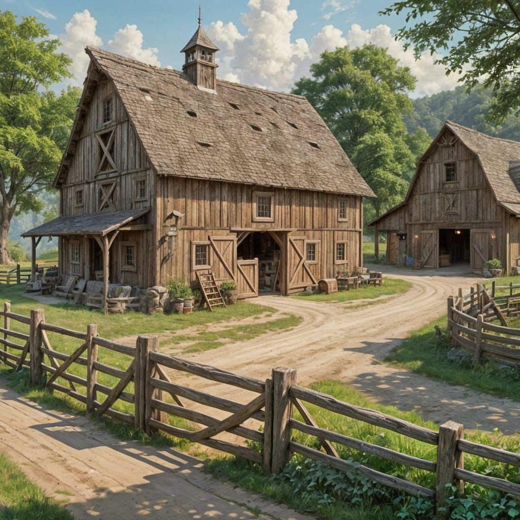 Rustic Medieval Barn and Corral in Detailed Style
