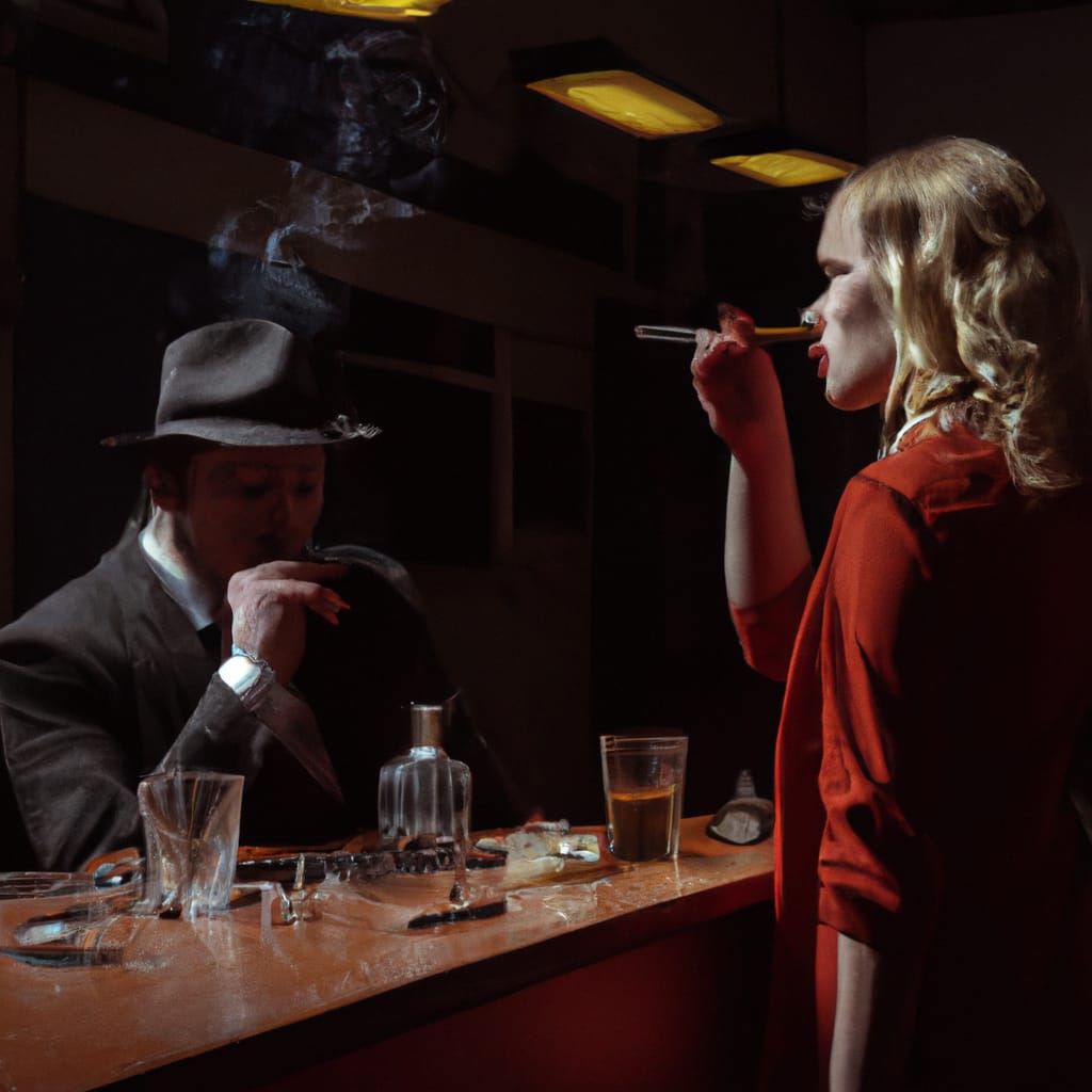 Noir Detective in Grimy Bar Scene