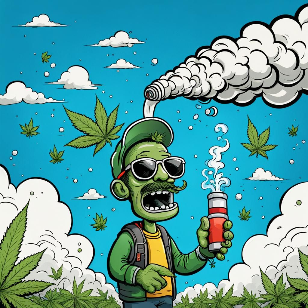 Cartoon Bong Rocketing to Space