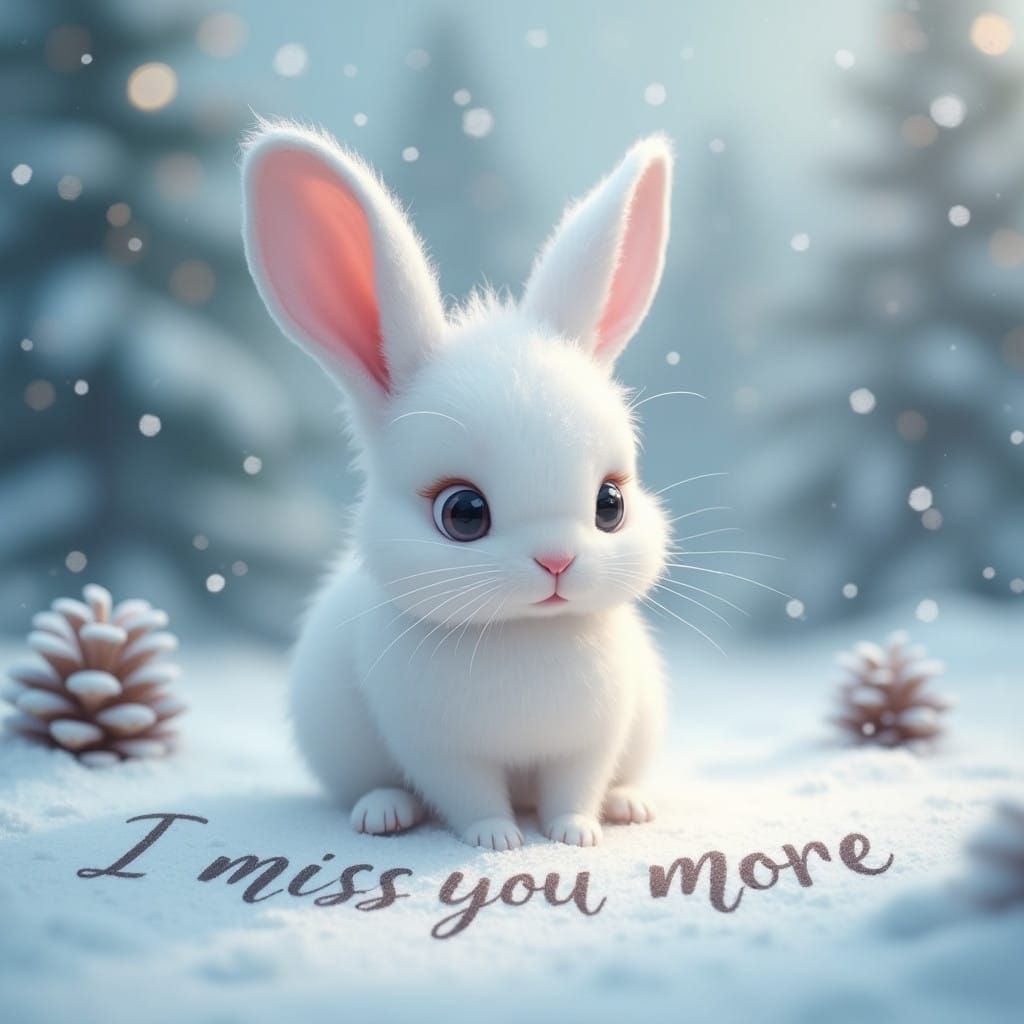 Winter Wonderland Bunny in Whimsical Fantasy Style