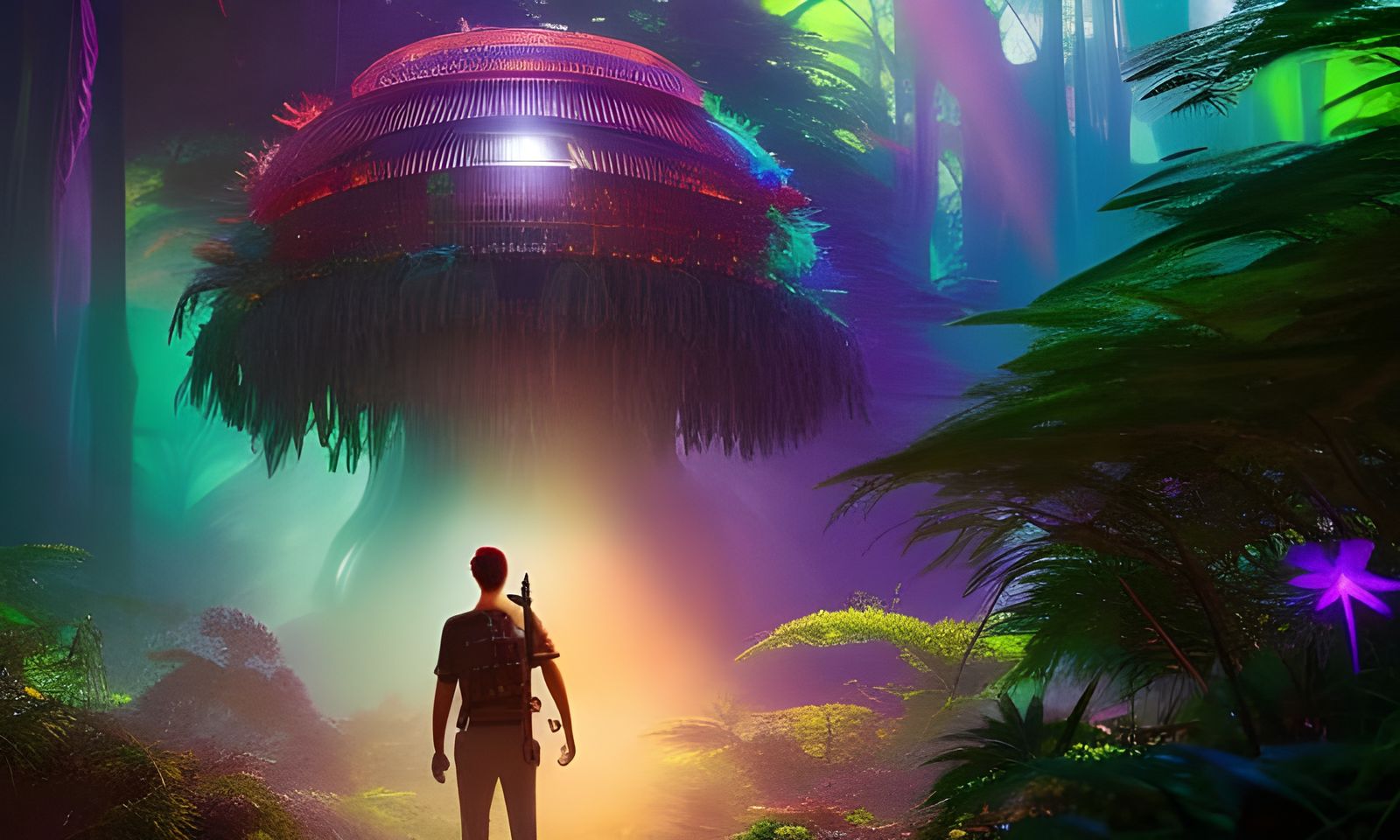 Translucent Jellyfish Alien in Tropical Forest