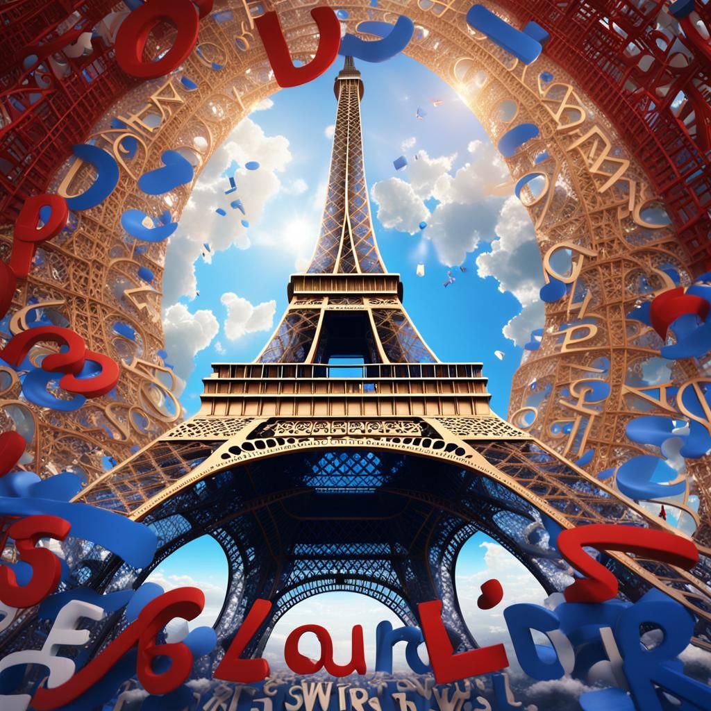 Eiffel Tower in a Surreal Digital Dreamscape
