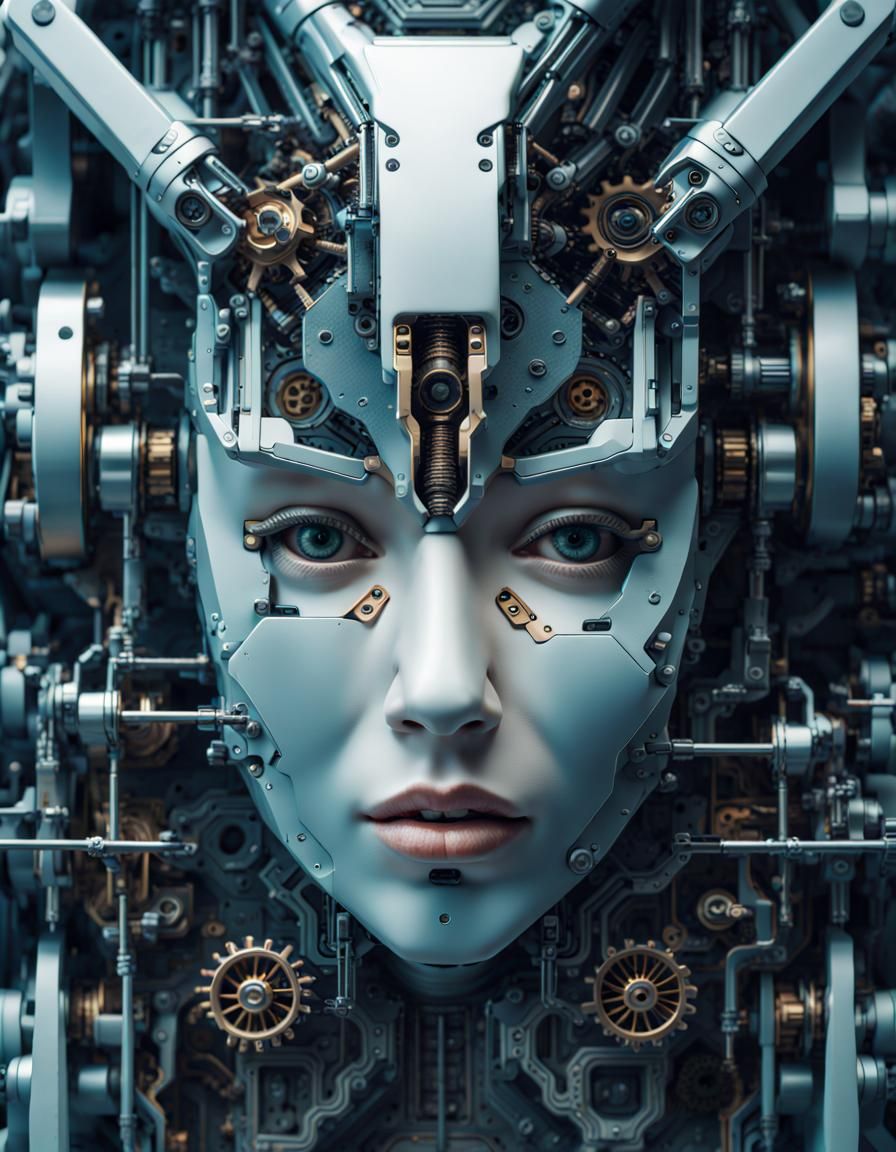 Robotic Face Reveals Human Likeness in Cyberpunk Style