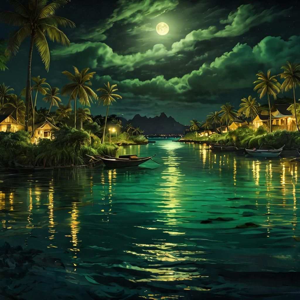 Beautiful Green Lagoon, French Polynesia