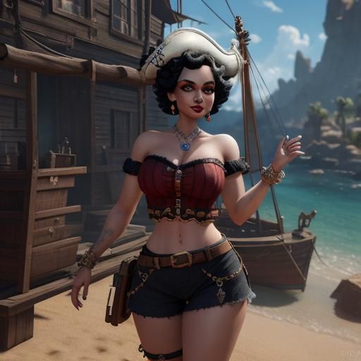 Betty Boop as a Pirate in 3D Style
