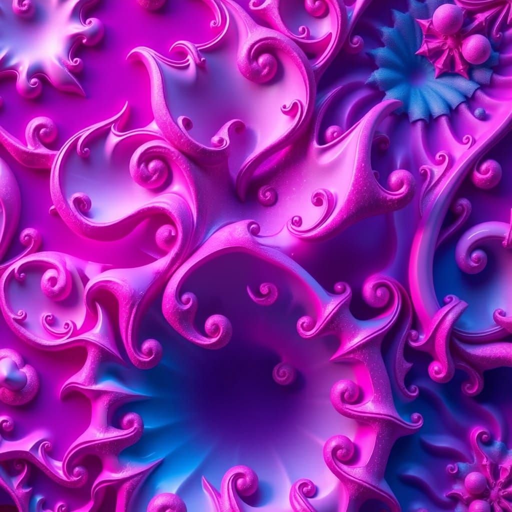 Fractal Pattern with Bold, Shimmering 3D Font in Futuristic....