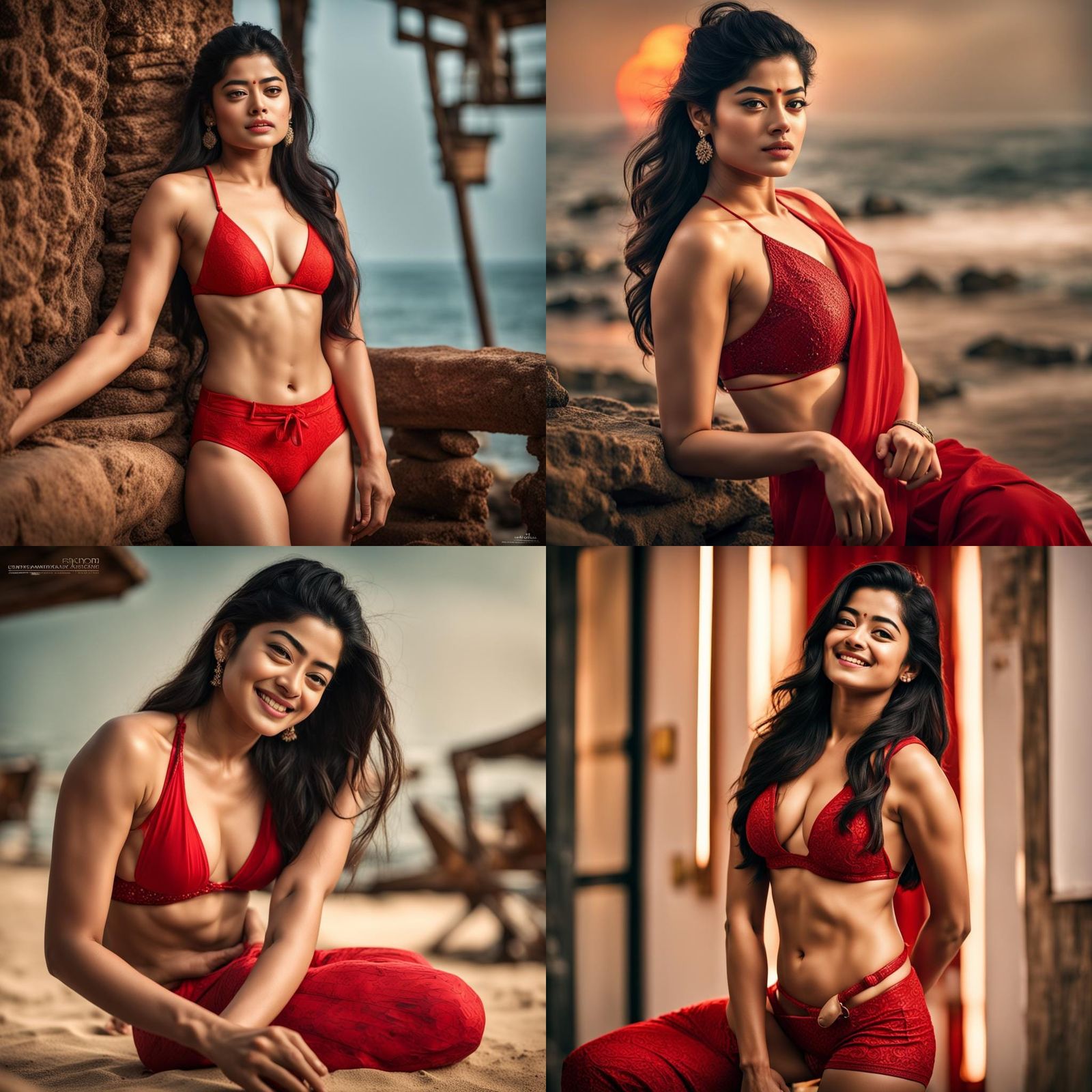 Hyperrealistic Woman in Red Bikini, Detailed Shot