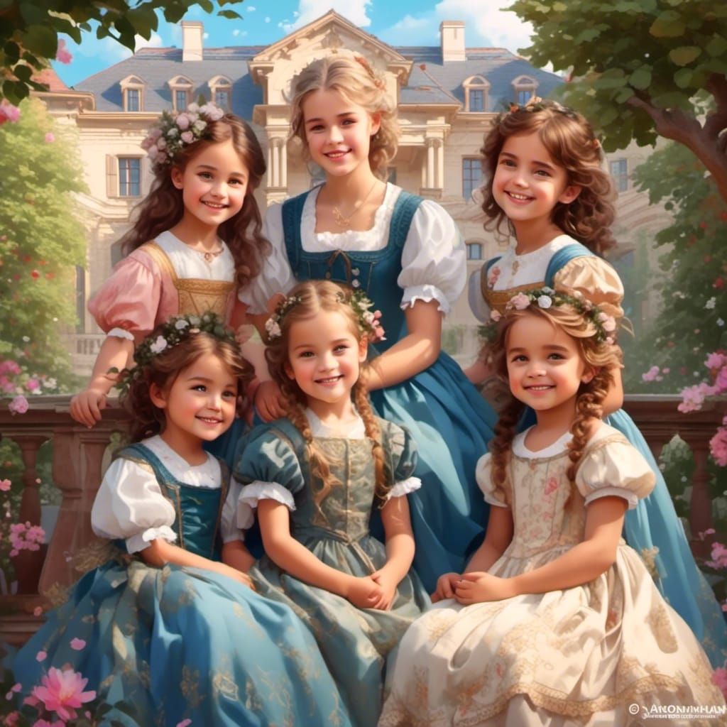 Victorian Cousins Portrait in Australian Mansion, Detailed A...