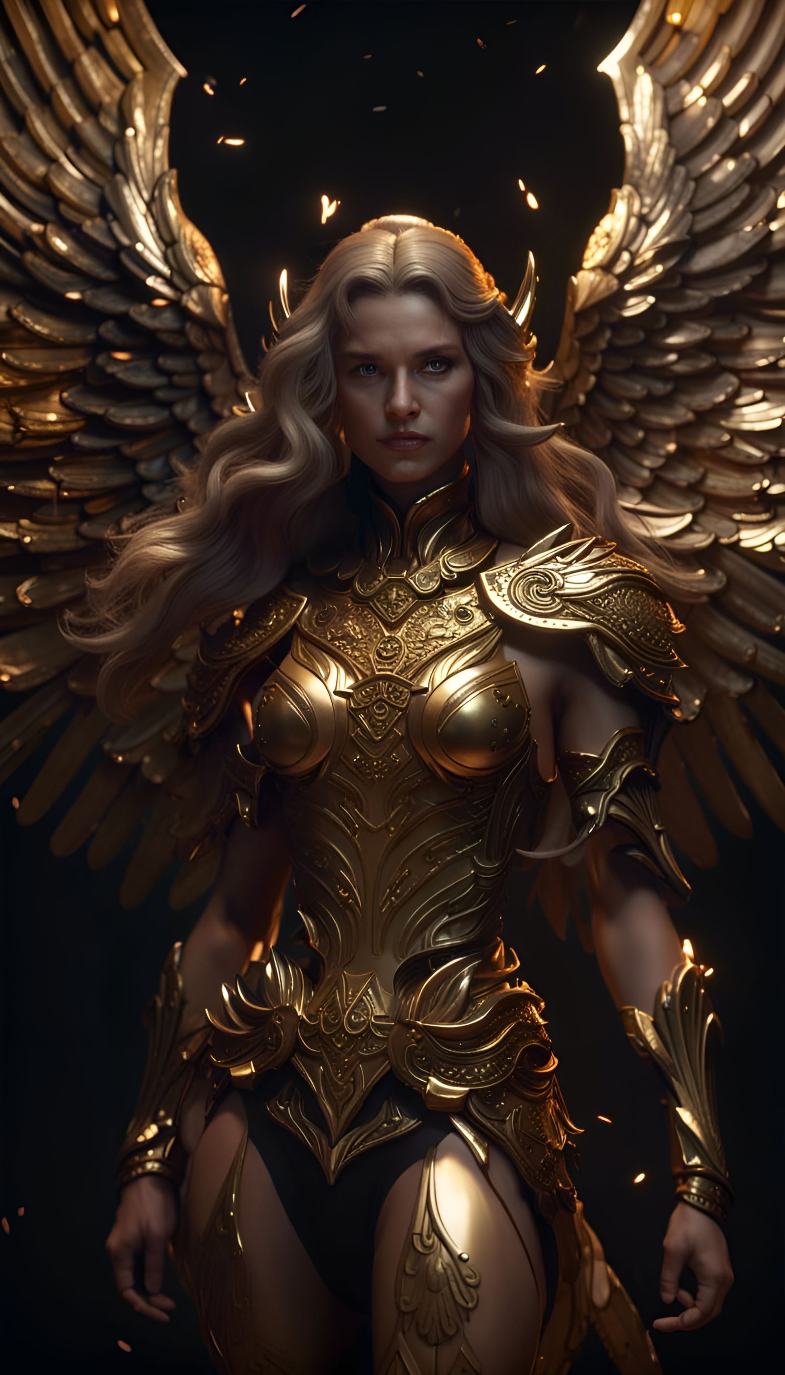 Golden Angel in Detailed 3D Game Art Style