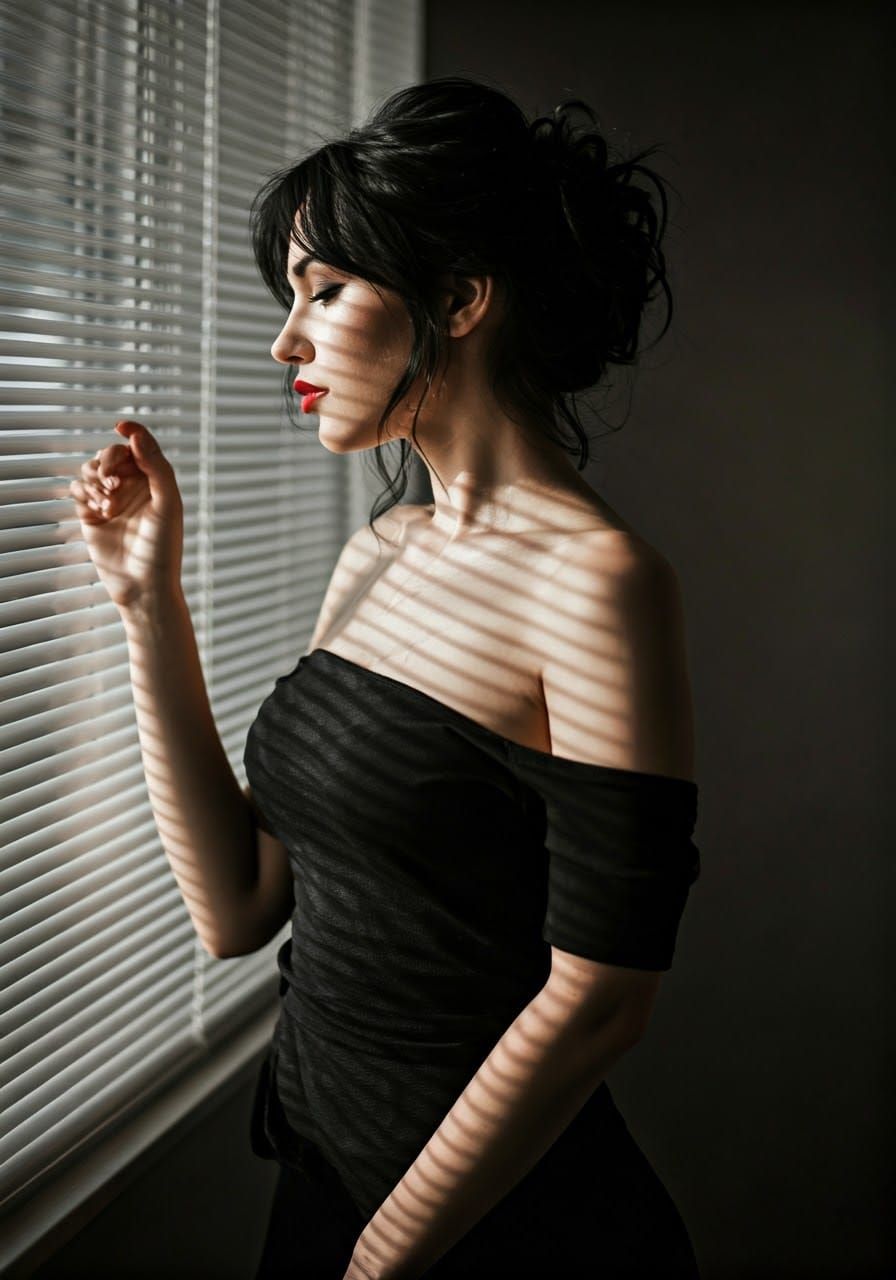 Striking Black and White Photo of Woman by Window