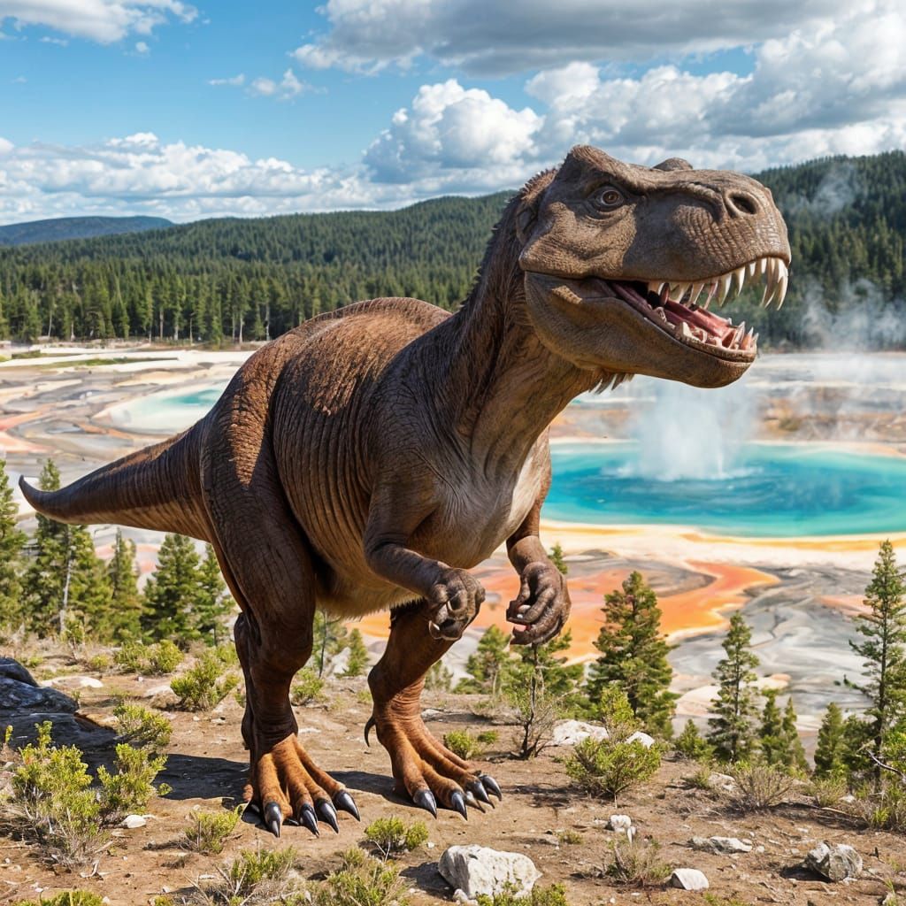 Tyrannosaurus Rex at Grand Prismatic Spring