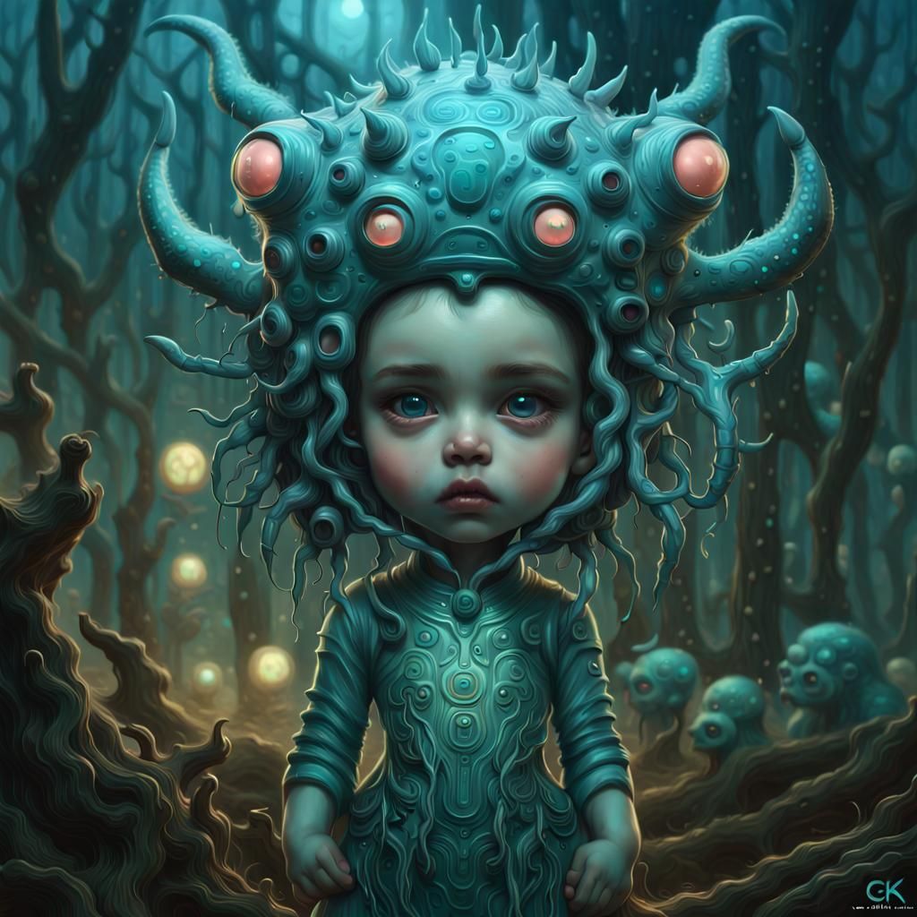Bioluminescent Creature Portrait in Fantasy Art Style