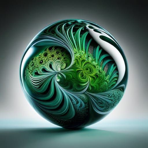Elaborate Green Glass Filigree Ball Carving