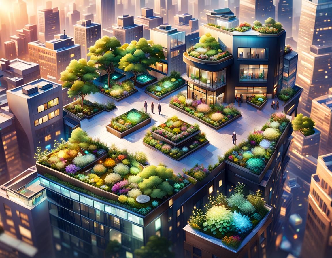 Fantasy Urban Gardens with Glowing Crystals