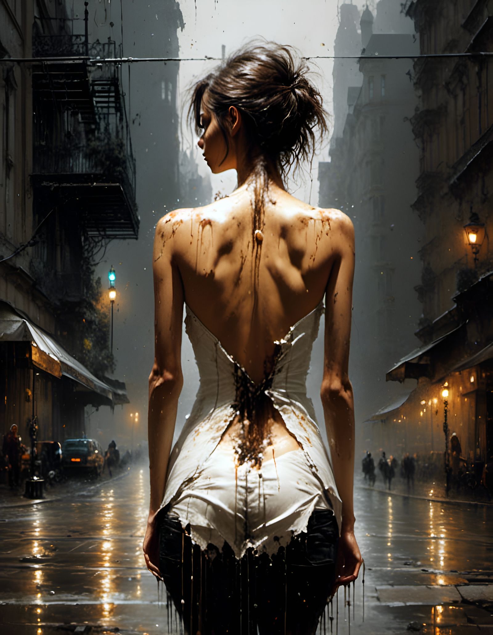 Hourglass Figure in Ethereal Splatter Graffiti Style