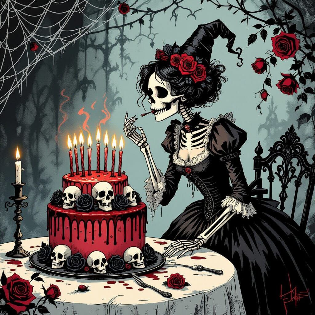 Gothic Birthday Party Illustration for Ghouls