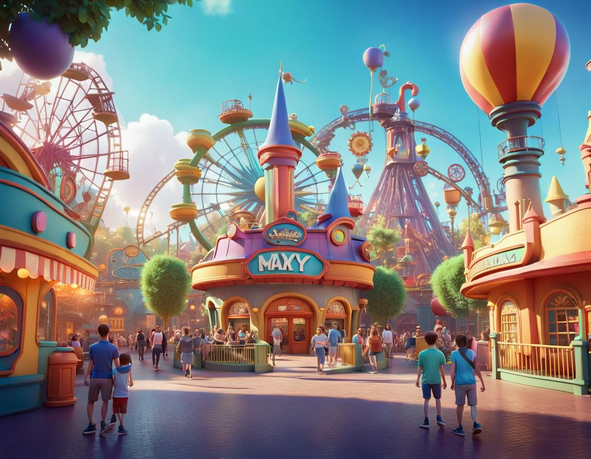 Magical Theme Park Concept Art in 3D