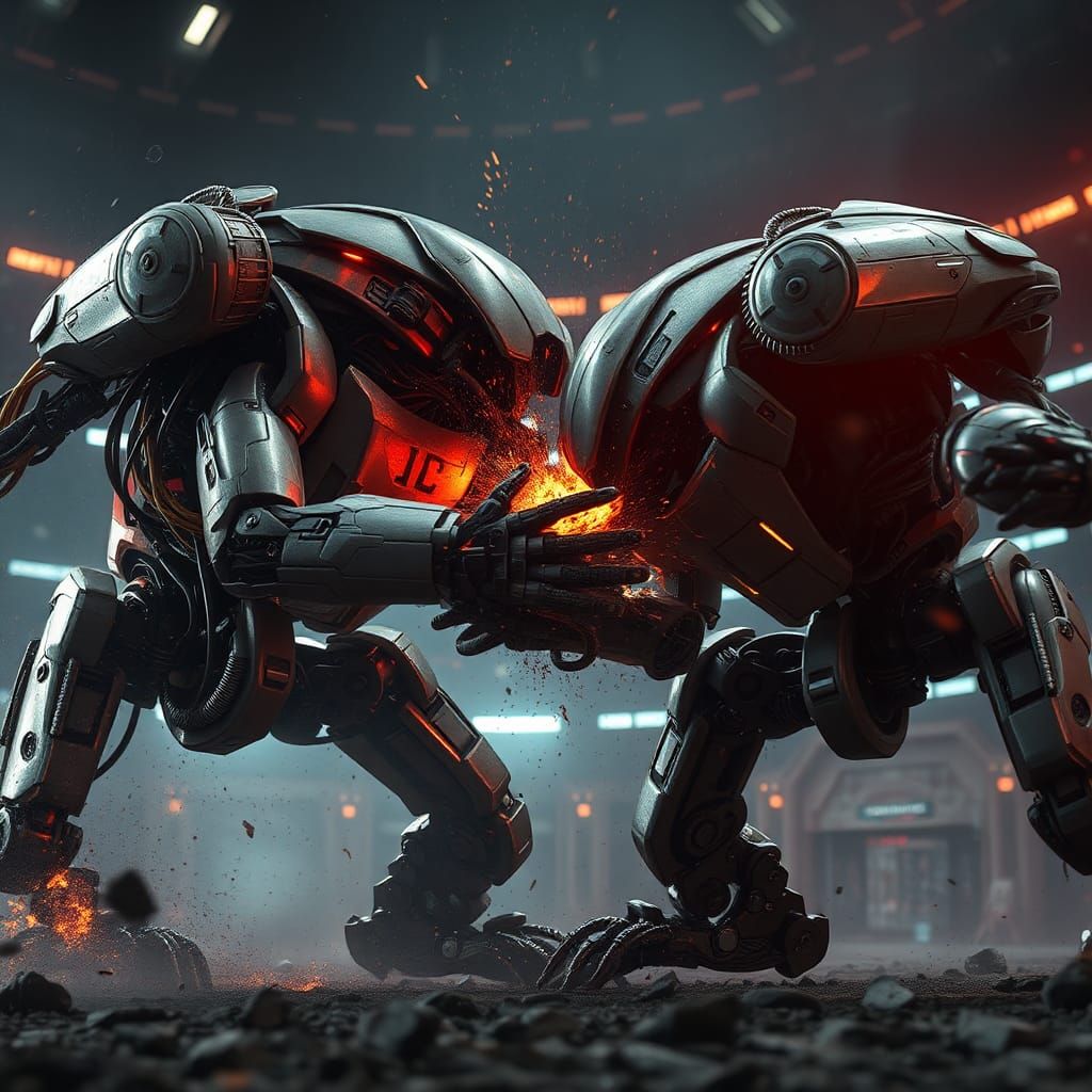 Brutal Mech Cagefight in Dystopian Arena