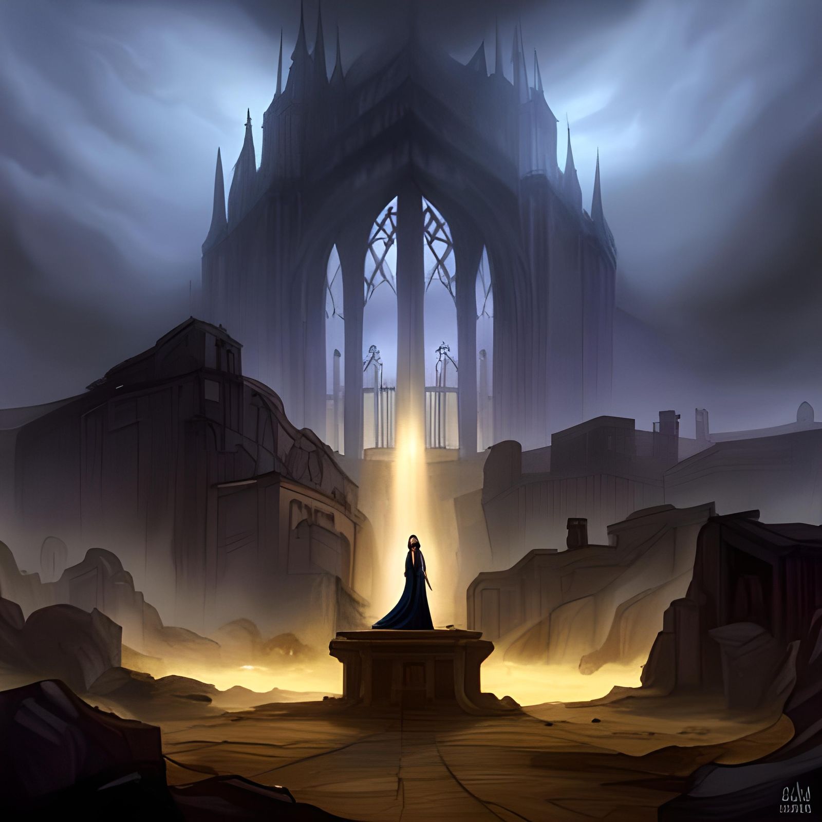 Gothic Grave Under Thunderstorm in Unreal Engine