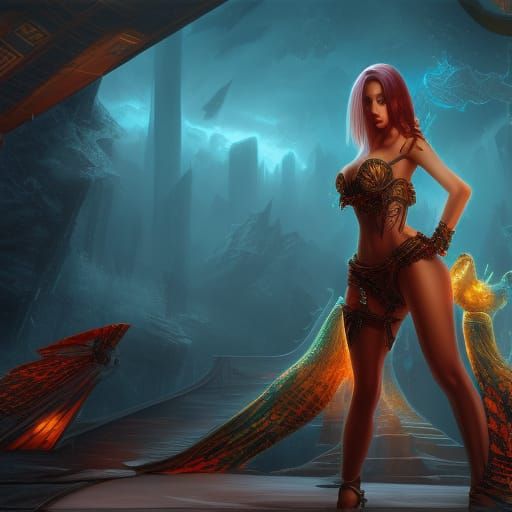 Detailed Matte Painting of a Sensual Woman