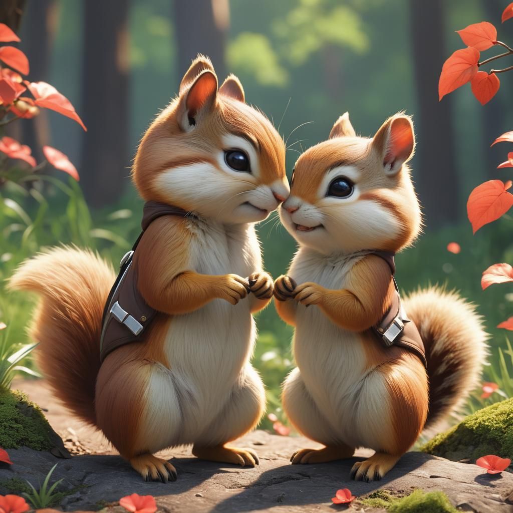 Chipmunk couple madly in love