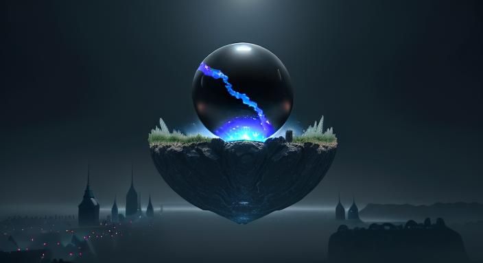 Ominous Obsidian Orb Levitating Above Village