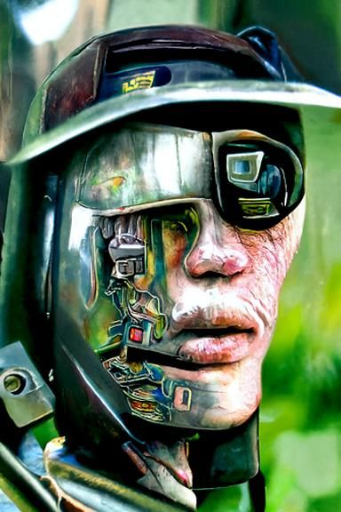 G.I. Robot Portrait in Cel Shading Style