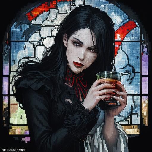 Pixelated Vampire Bite in Retro 8-bit Style