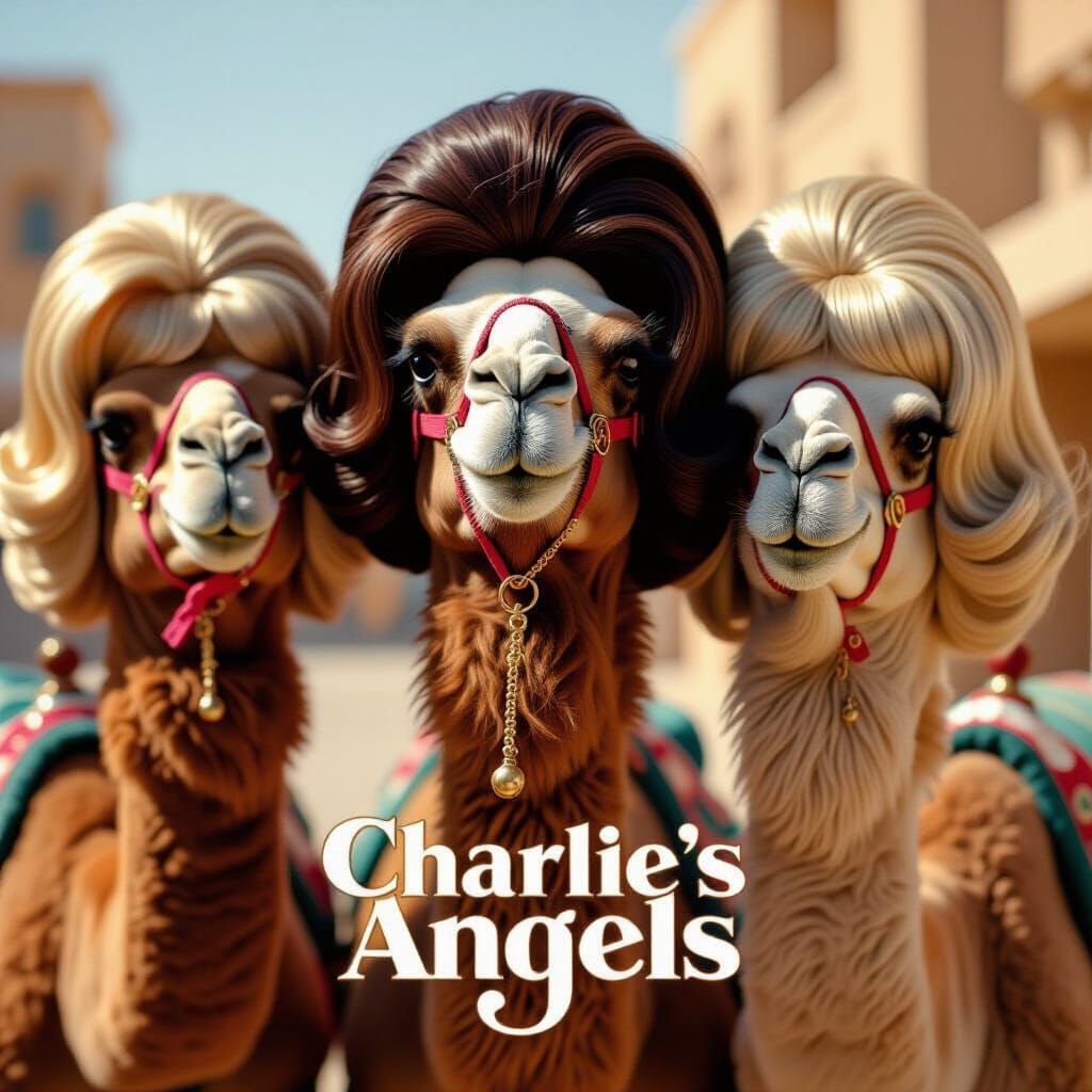 Camels as Charlie's Angels in 1970s Style