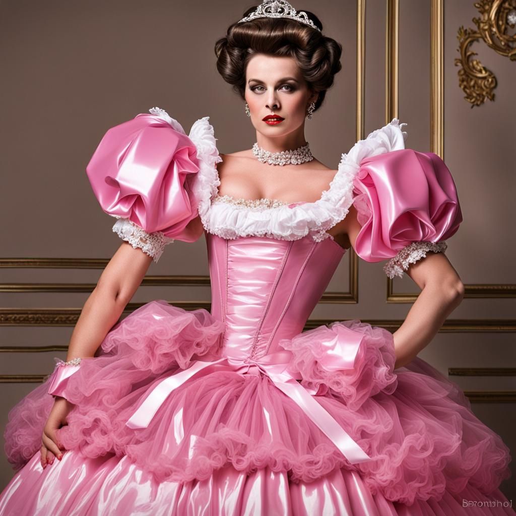 Trans Maid in Pink Latex Dress: Concept Art
