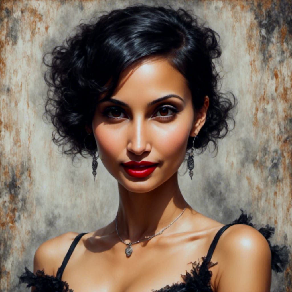 Gothic Noir Portrait of Woman in Oil Painting