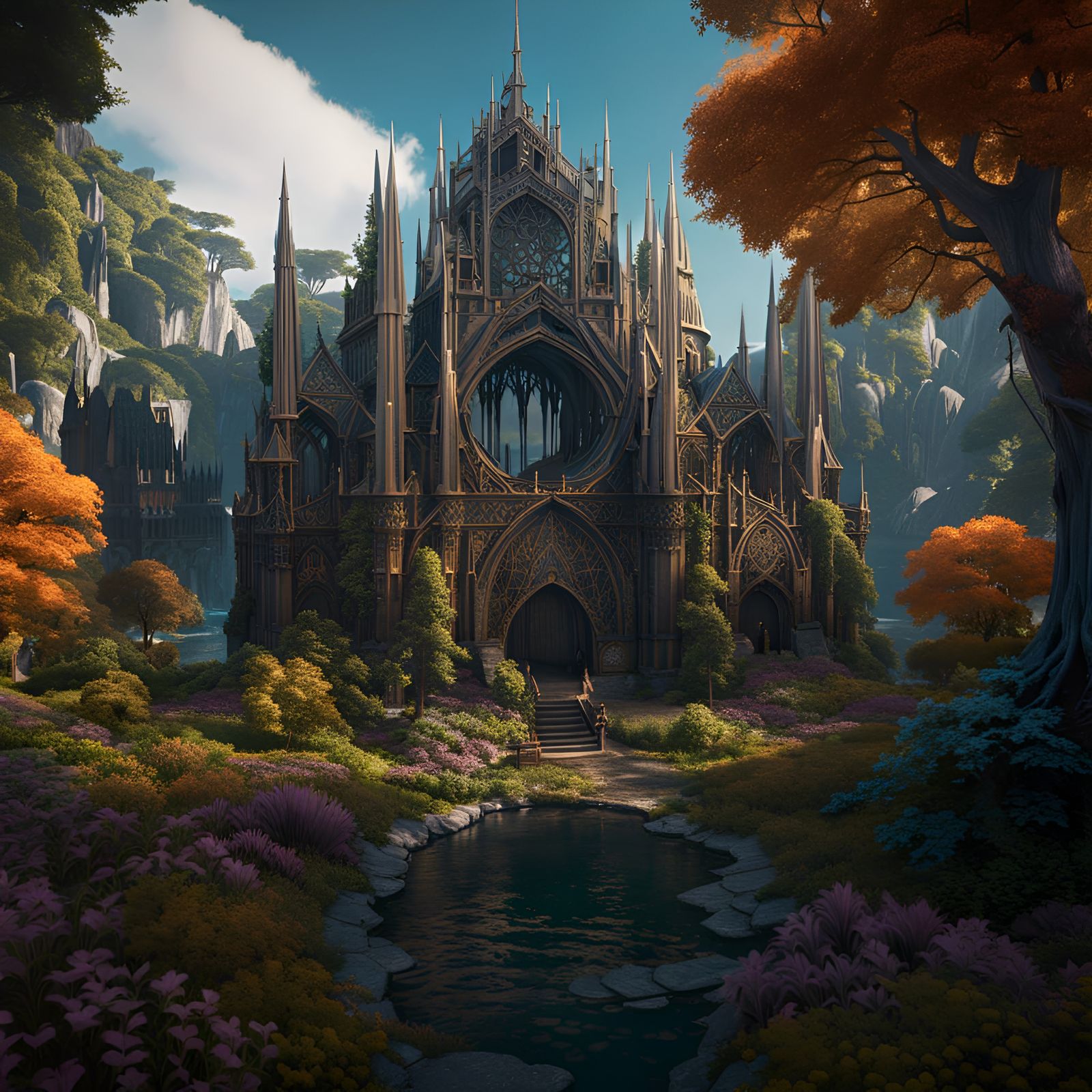 Fantastical Lothlorien Matte Painting in Deep Color