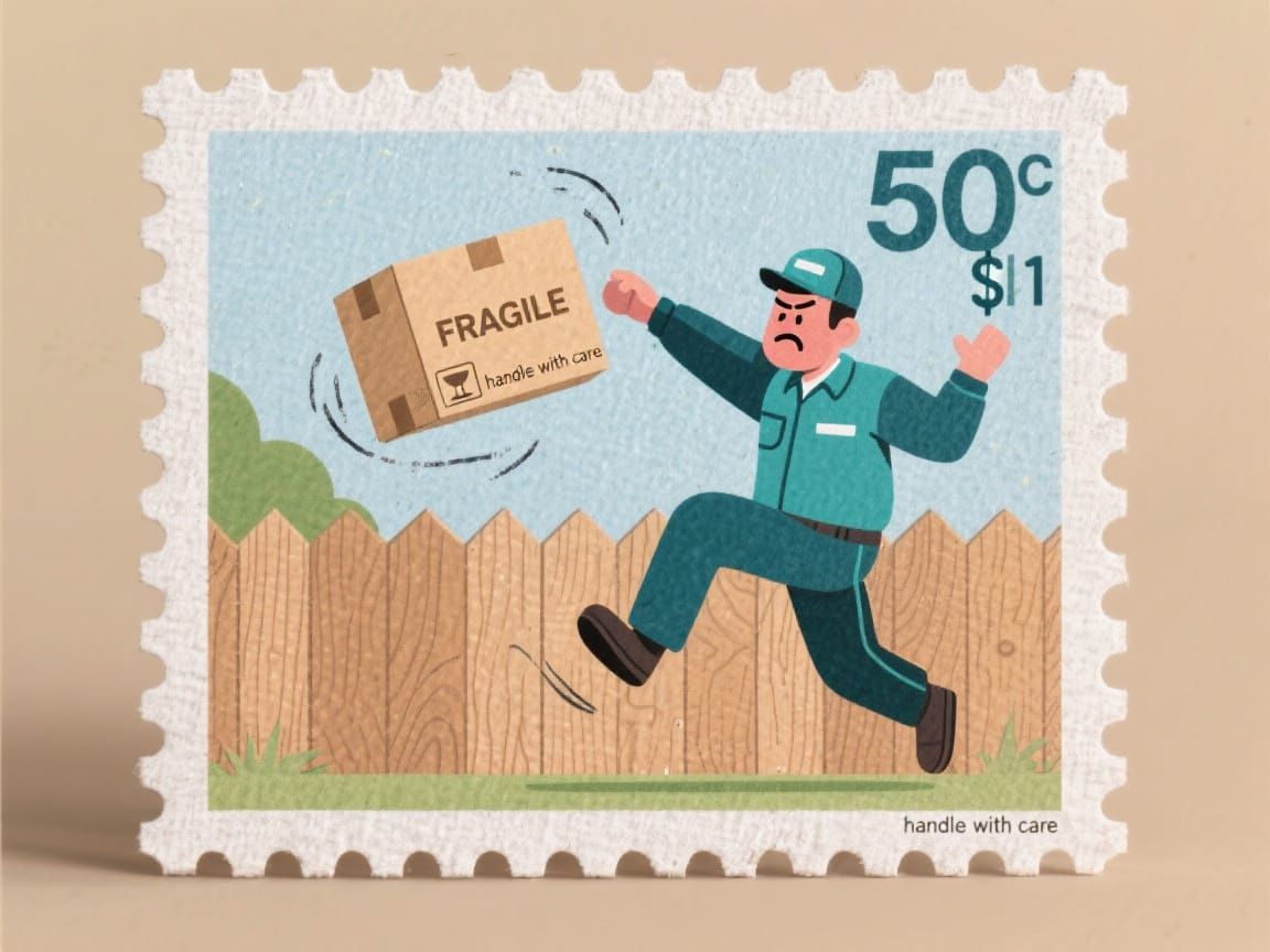 Hyperrealistic Stamp of Careless Delivery Driver