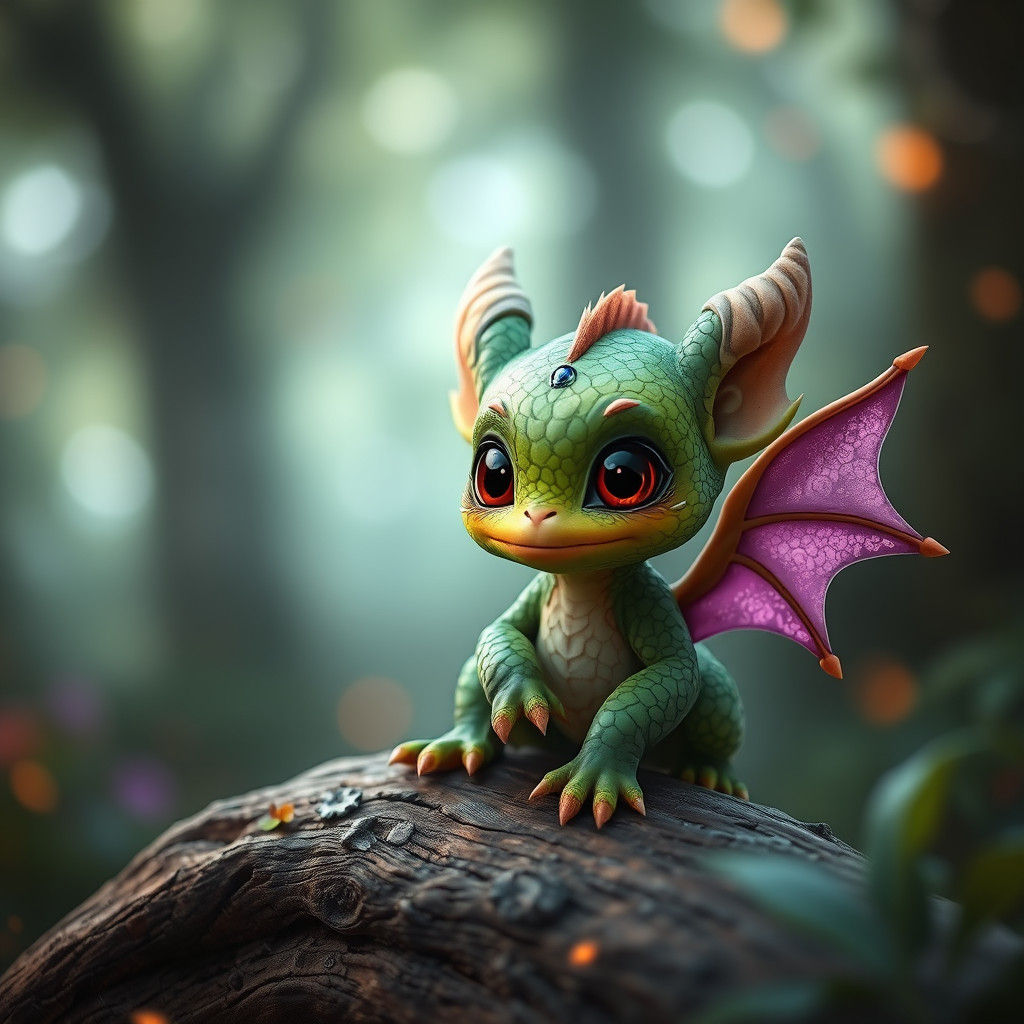 Enchanted Forest Dragon Creature in Matte Painting Style
