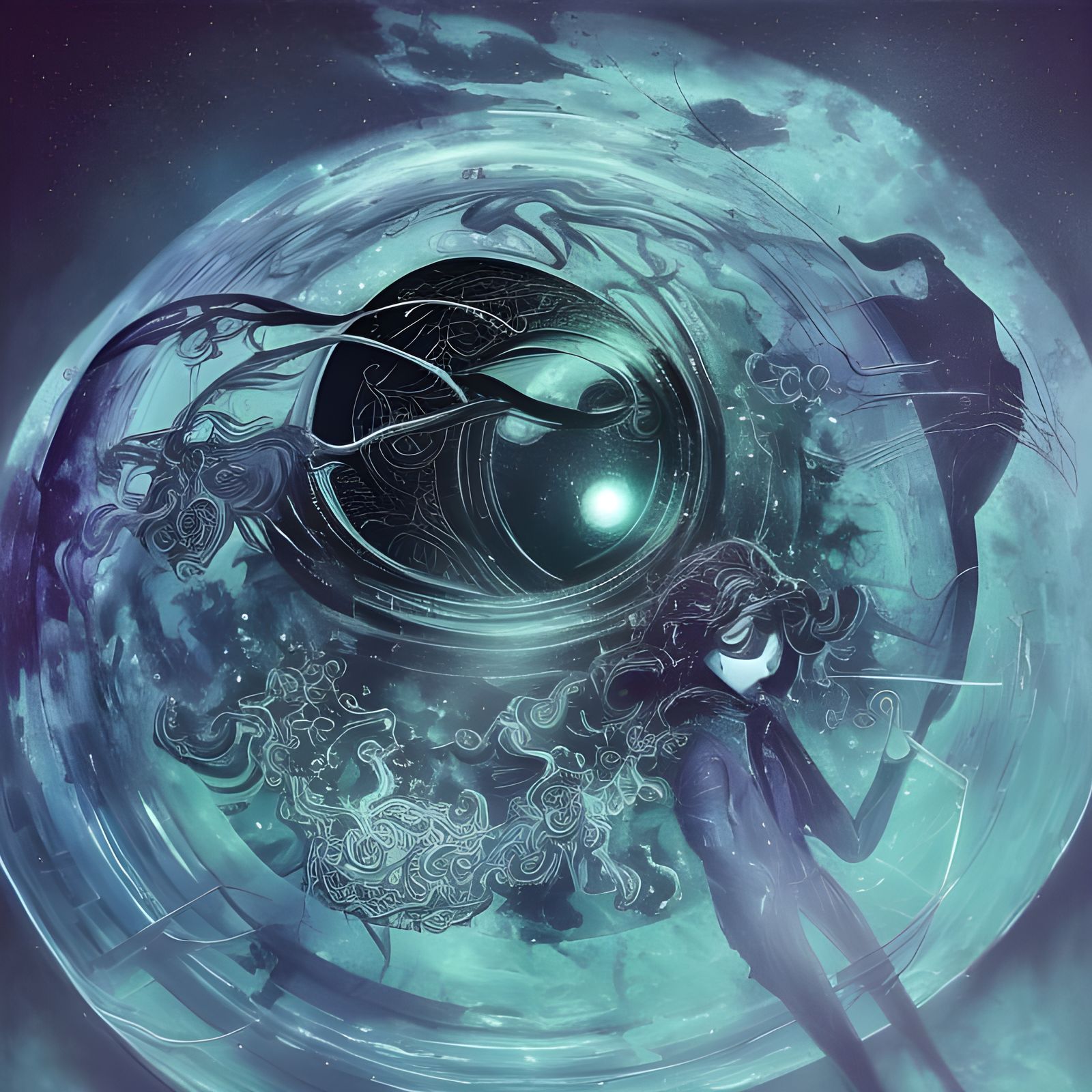 Iridescent Planet Shaper in Chrome Rococo Style