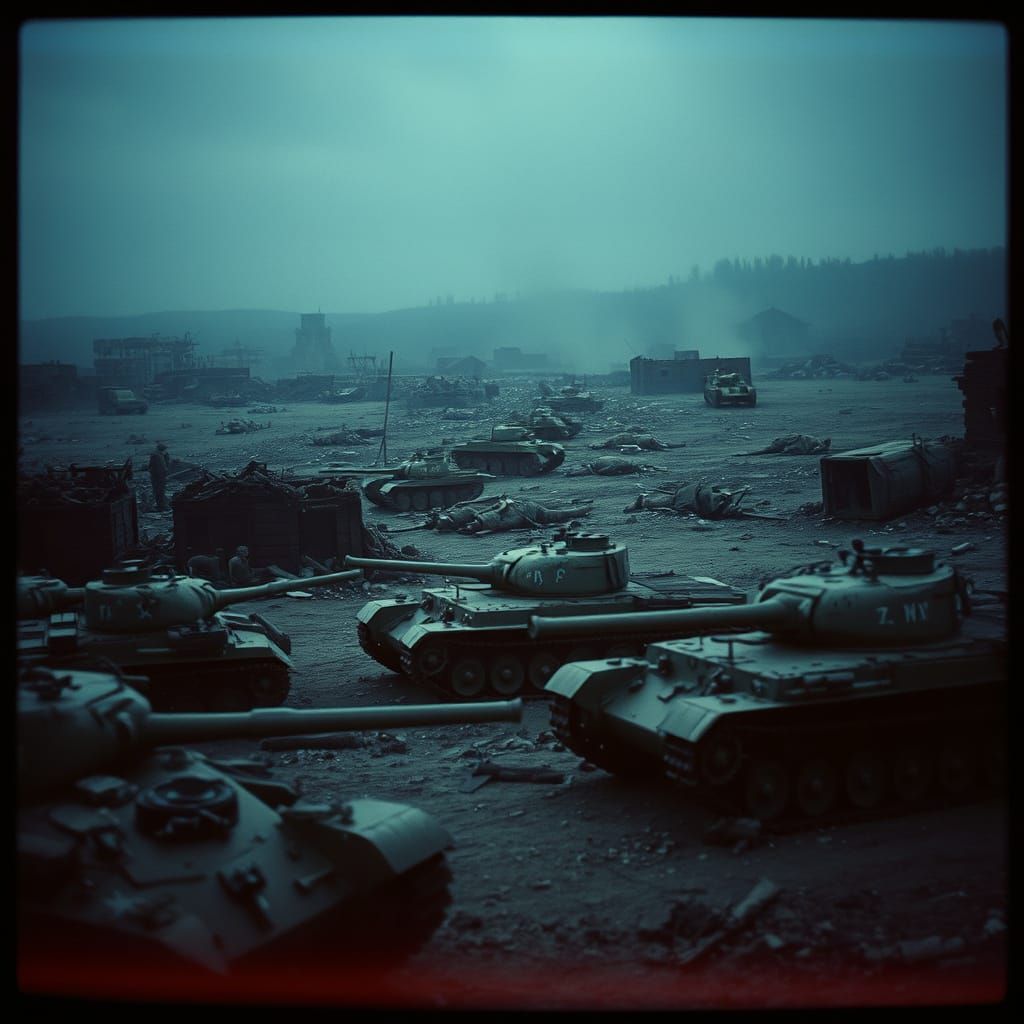 WWII Tanks Amidst a Haunting Battlefield