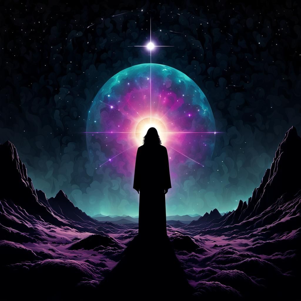 Ethereal Galactic Photoillustration in Minimalist Style